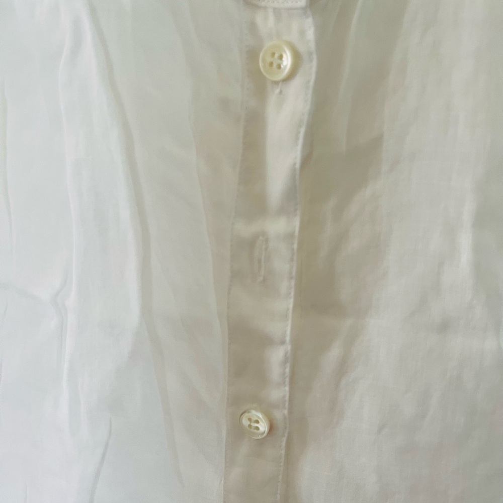 White Puff Sleeve Button-Down Blouse - image 3